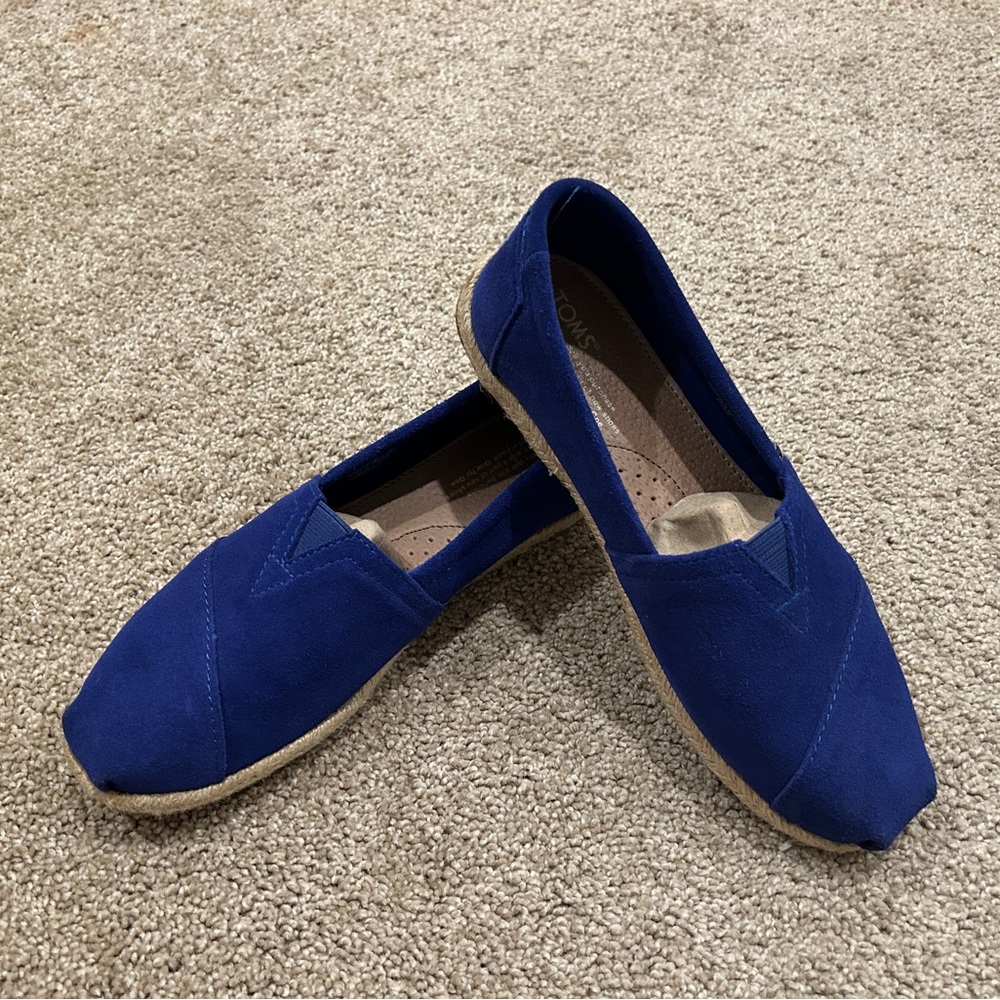 Toms Royal Blue Suede Classic slip-on Espadrille shoe sz 8
